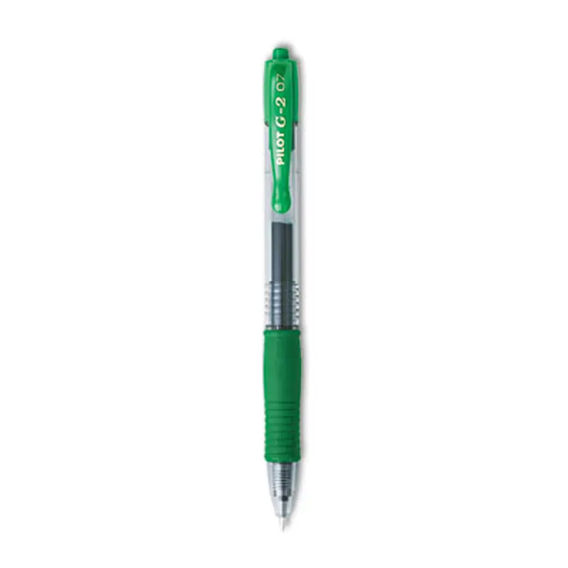 G2 Premium Gel Pen, Retractable, Fine 0.7 mm, Green Ink, Smoke/Green Barrel, Dozen - Pens | Pilot