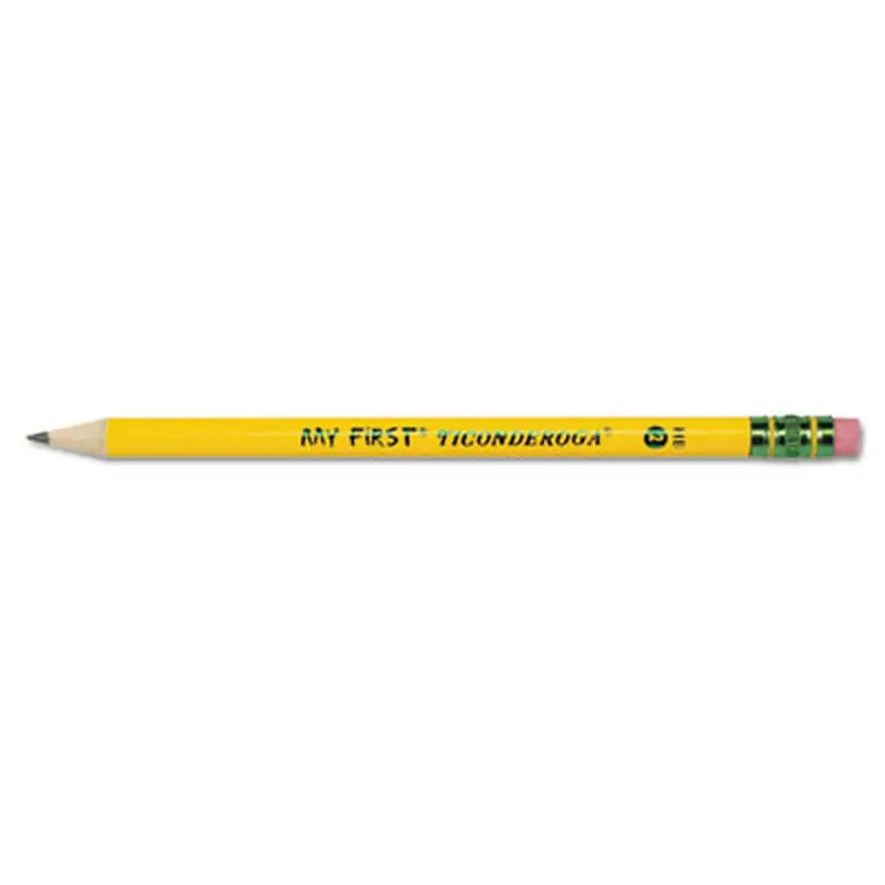 My First Woodcase Pencil with Eraser, HB (#2), Black Lead, Yellow Barrel, Dozen - Pencils | Ticonderoga