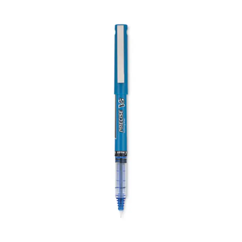 Precise V5 Rollerball Pen, Stick, Extra-Fine 0.5 mm, Blue Ink, Blue/Clear Barrel, Dozen - Pens | Pilot