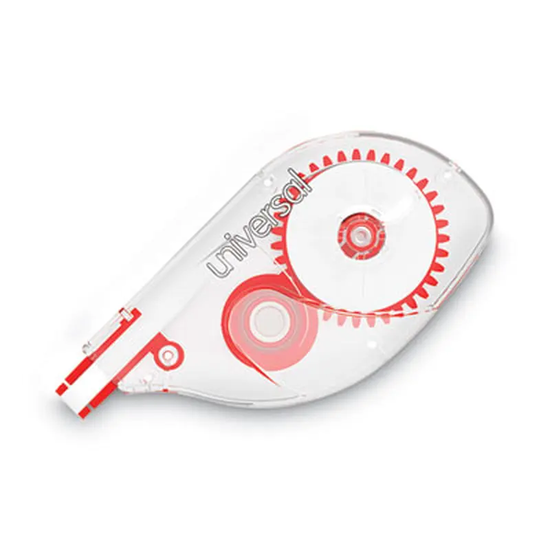 Side-Application Correction Tape, Non-Refillable, 0.2" x 32.75 ft, White Tape, Clear/Red Dispenser, 2/Pack - Correction Tapes | Universal
