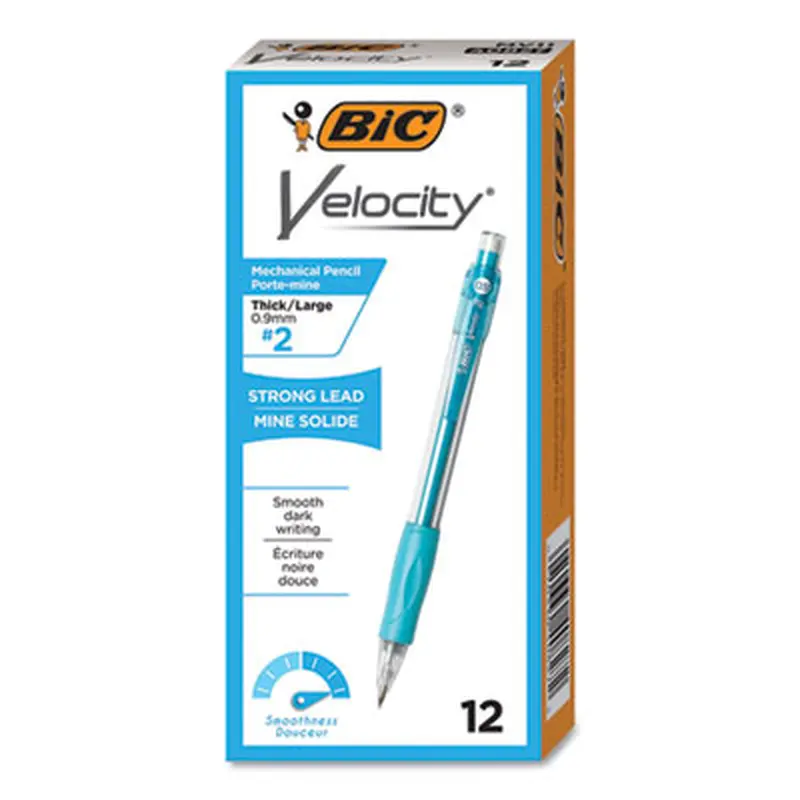 Velocity Original Mechanical Pencil, 0.9 mm, HB (#2), Black Lead, Turquoise Barrel, Dozen - Pencils | BIC