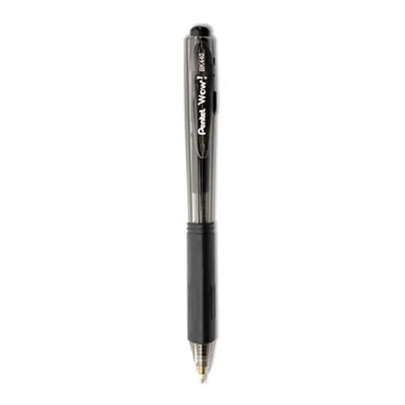 WOW! Ballpoint Pen Value Pack, Retractable, Medium 1 mm, Black Ink, Smoke/Black Barrel, 36/Pack - Pens | Pentel