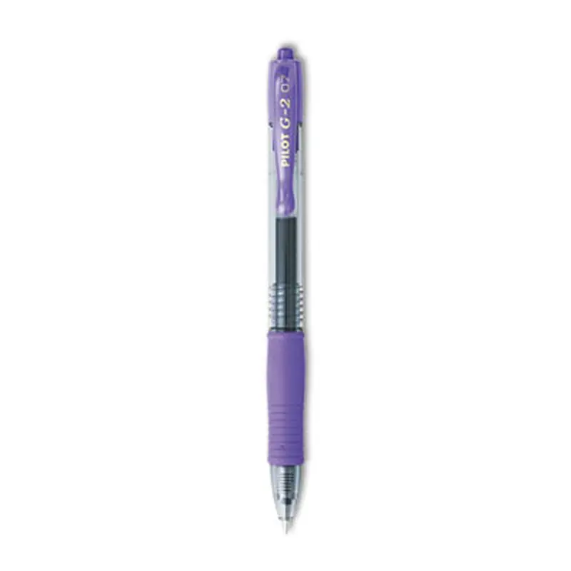 G2 Premium Gel Pen, Retractable, Fine 0.7 mm, Purple Ink, Smoke/Purple Barrel, Dozen - Pens | Pilot