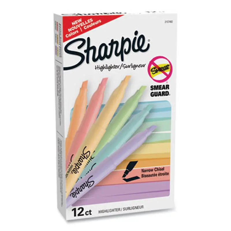 Pocket Style Highlighters, Assorted Ink Colors, Chisel Tip, Assorted Barrel Colors, 12/Pack - Highlighters | Sharpie