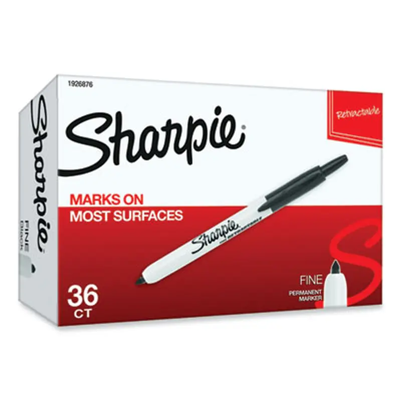 Retractable Permanent Marker Value Pack, Fine Bullet Tip, Black, 36/Pack - Markers | Sharpie