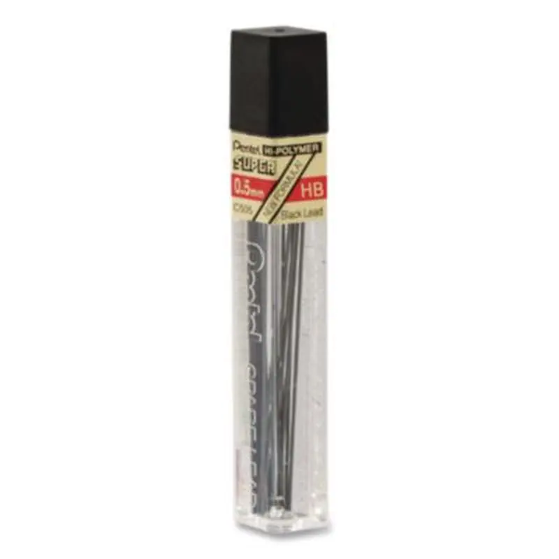 Super Hi-Polymer Lead Refills, 0.5 mm, HB, Black, 12/Tube - Pencil Lead | Pentel