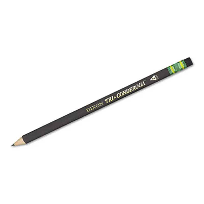 Tri-Conderoga Pencil with Microban Protection, HB (#2), Black Lead, Black Barrel, Dozen - Pencils | Dixon