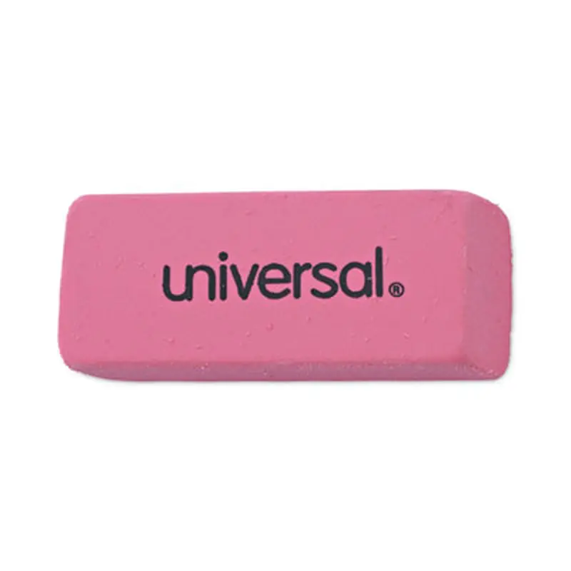 Bevel Block Erasers, For Pencil Marks, Slanted-Edge Rectangular Block, Large, Pink, 20/Pack - Pencil & Ink Erasers | Universal