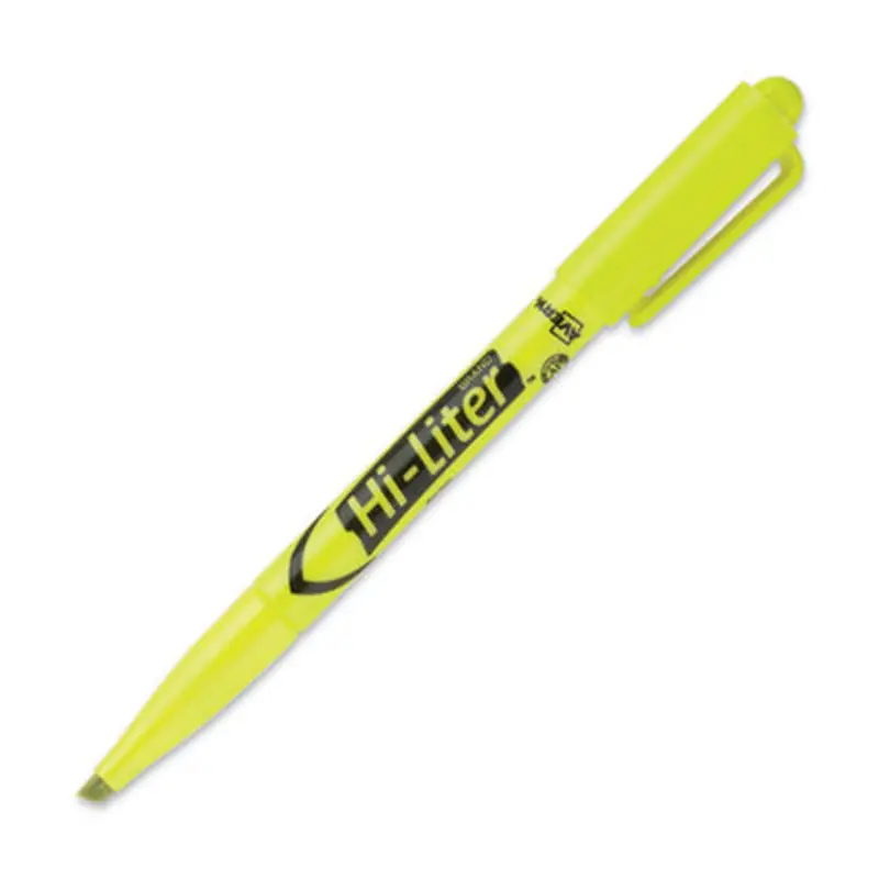 HI-LITER Pen-Style Highlighters, Fluorescent Yellow Ink, Chisel Tip, Yellow/Black Barrel, Dozen - Highlighters | Avery