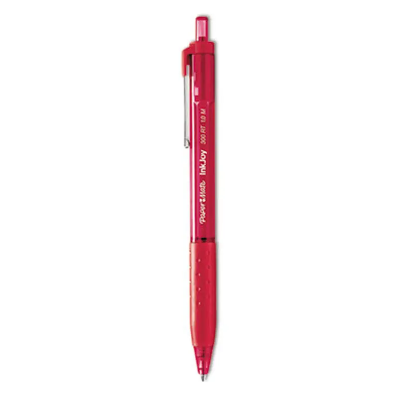 InkJoy 300 RT Ballpoint Pen, Retractable, Medium 1 mm, Red Ink, Red Barrel, Dozen - Pens | Paper Mate