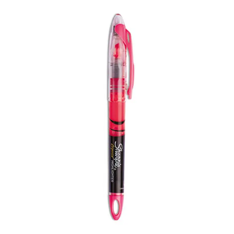 Liquid Pen Style Highlighters, Fluorescent Pink Ink, Chisel Tip, Pink/Black/Clear Barrel, Dozen - Highlighters | Sharpie