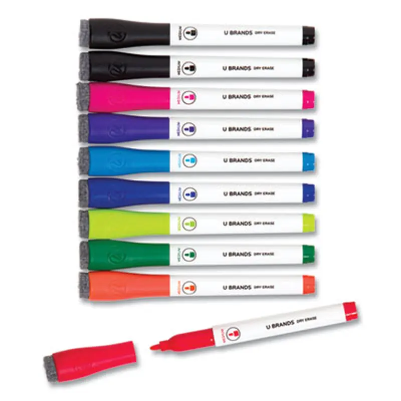 Medium Point Dry Erase Markers, Medium Tip, Assorted Colors, 10/Pack - Board Markers | U Brands