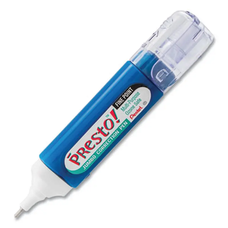 Presto! Multipurpose Correction Pen, Flat Tank-Style Barrel, Needle Tip, 0.41 oz, White - Correction Liquid | Pentel