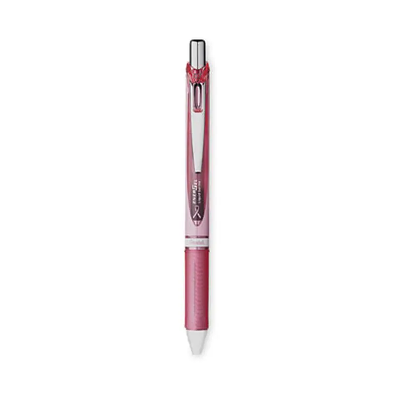 EnerGel RTX Breast Cancer Awareness Gel Pen, Retractable, Medium 0.7 mm, Black Ink, Pink/Silver Barrel, 3/Pack - Pens | Pentel