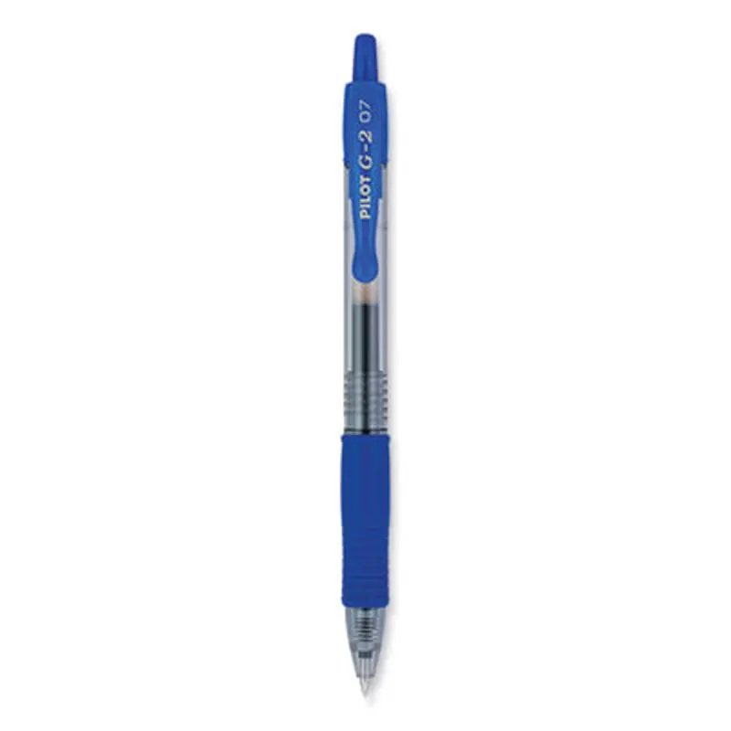 G2 Premium Gel Pen, Retractable, Fine 0.7 mm, Blue Ink, Smoke/Blue Barrel, 2/Pack - Pens | Pilot