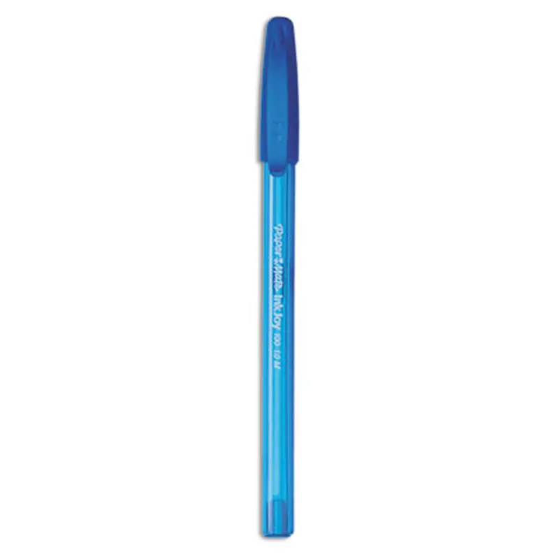 InkJoy 100 Ballpoint Pen, Stick, Medium 1 mm, Blue Ink, Translucent Blue Barrel, Dozen - Pens | Paper Mate