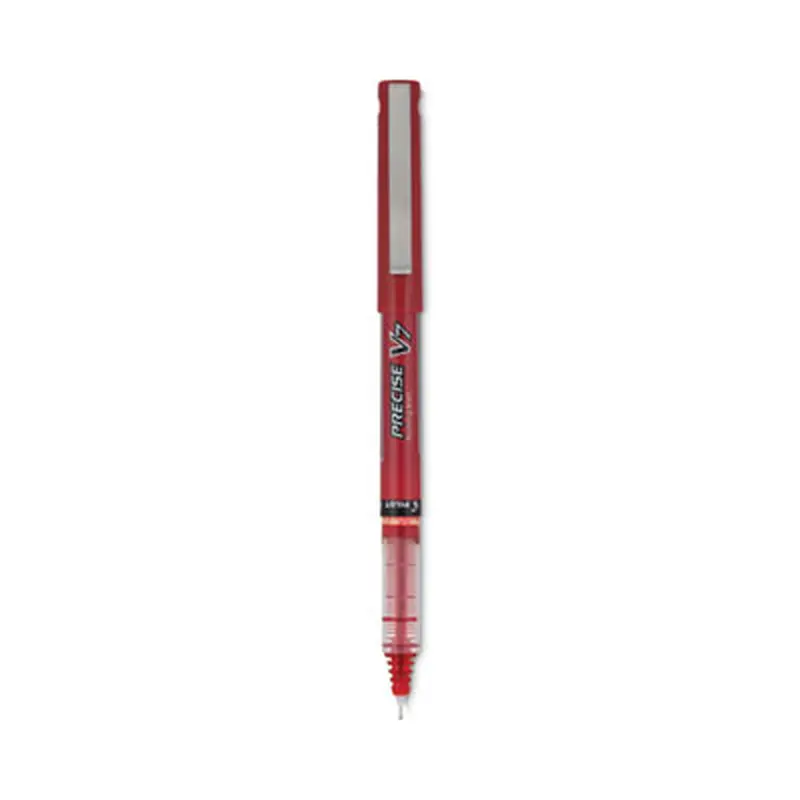 Precise V7 Rollerball Pen, Stick, Fine 0.7 mm, Red Ink, Red/Clear Barrel, Dozen - Pens | Pilot