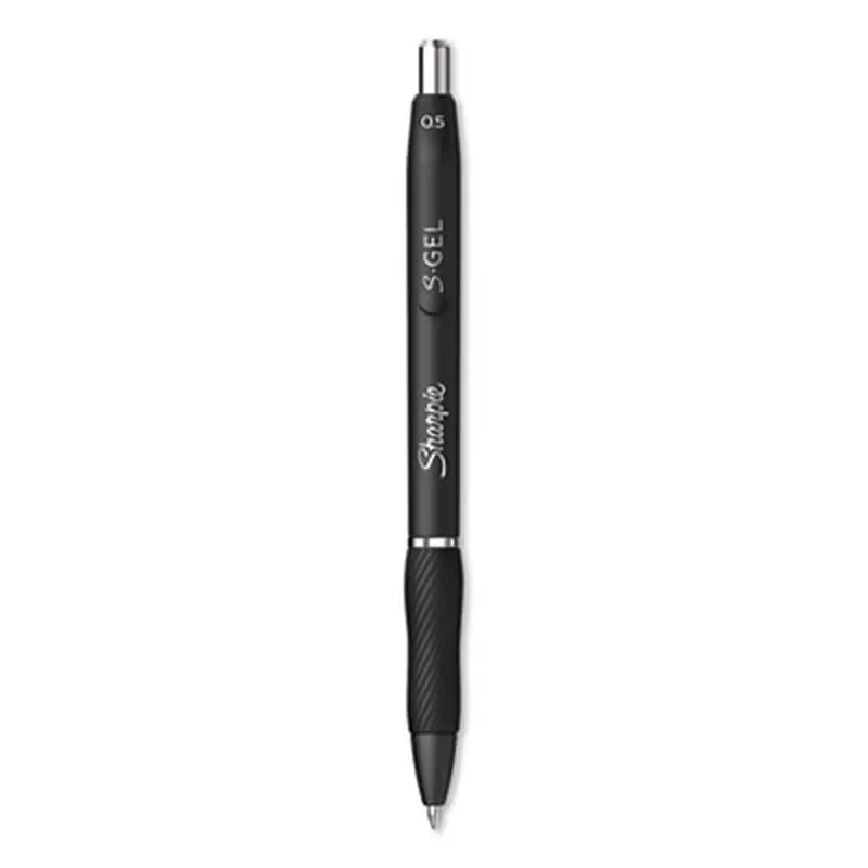 S-Gel High-Performance Gel Pen, Retractable, Fine 0.5 mm, Black Ink, Black Barrel, Dozen - Pens | Sharpie S-Gel