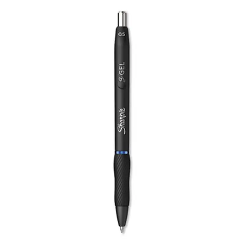 S-Gel High-Performance Gel Pen, Retractable, Fine 0.5 mm, Blue Ink, Black Barrel, Dozen - Pens | Sharpie S-Gel