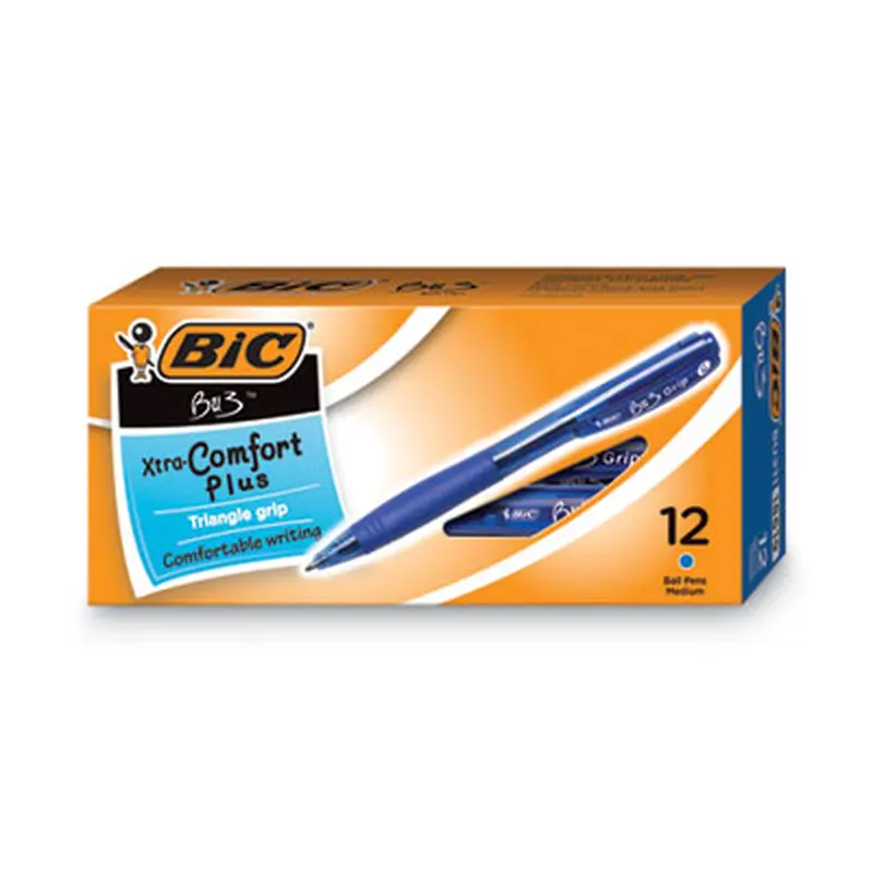 BU3 Ballpoint Pen, Retractable, Bold 1 mm, Blue Ink, Translucent Blue/Blue Barrel, Dozen - Pens | BIC
