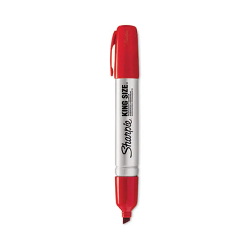 King Size Permanent Marker, Broad Chisel Tip, Red, Dozen - Markers | Sharpie
