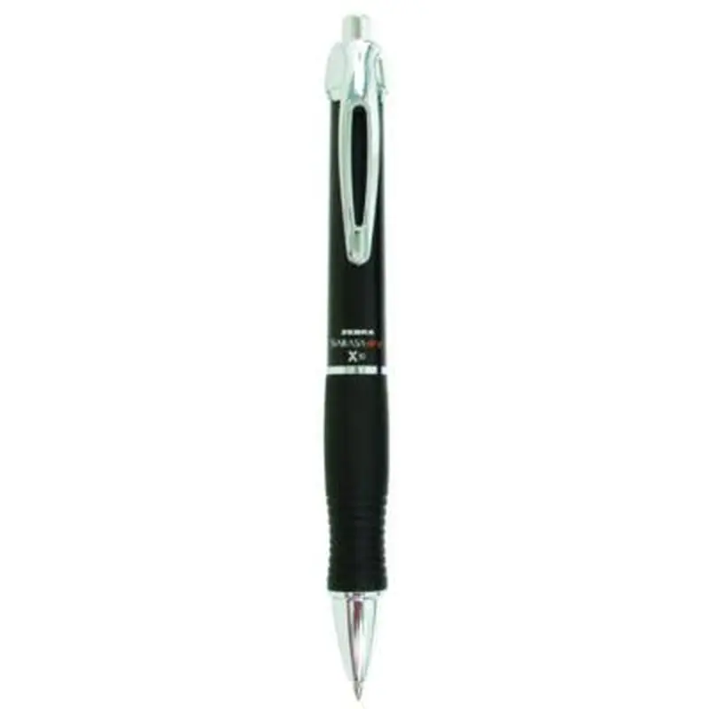 Sarasa Dry X10 Gel Pen, Retractable, Medium 0.7 mm, Black Ink, Black/Silver Barrel, 12/Pack - Pens | Zebra