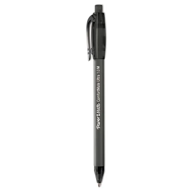 ComfortMate Ultra Ballpoint Pen, Retractable, Fine 0.8 mm, Black Ink, Black Barrel, Dozen - Pens | Paper Mate