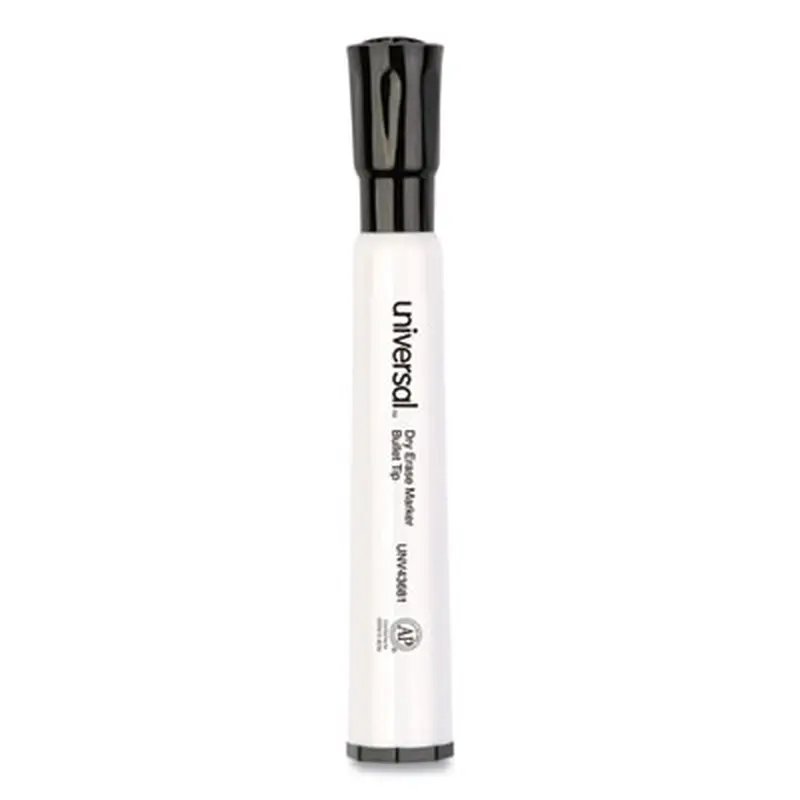 Dry Erase Marker, Medium Bullet Tip, Black, Dozen - Board Markers | Universal