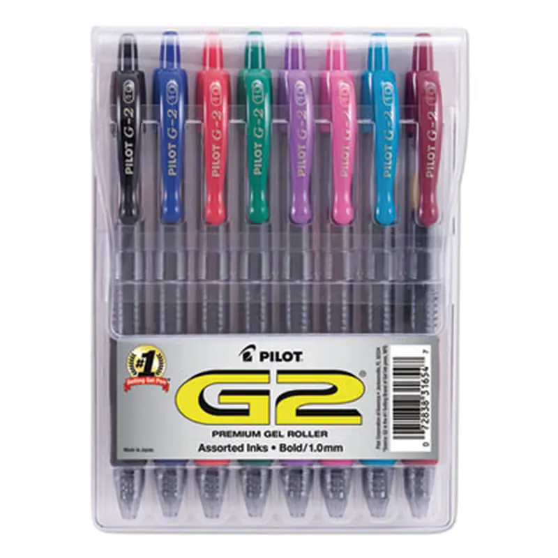 G2 Premium Gel Pen Convenience Pack, Retractable, Bold 1 mm, Assorted Ink and Barrel Colors, 8/Pack - Pens | Pilot