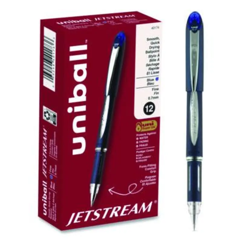 Jetstream Hybrid Gel Pen, Stick, Fine 0.7 mm, Blue Ink, Blue/Silver Barrel - Pens | uniball
