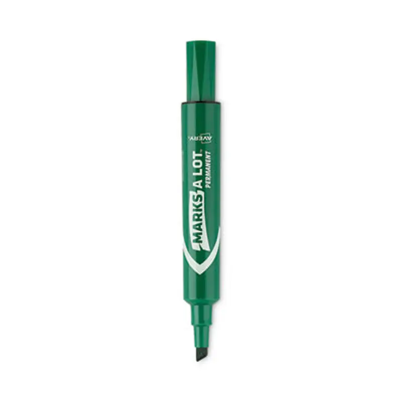MARKS A LOT Regular Desk-Style Permanent Marker, Broad Chisel Tip, Green, Dozen (7885) - Markers | Avery