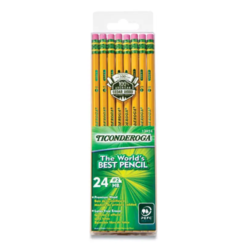 Pencils, HB (#2), Black Lead, Yellow Barrel, 24/Pack - Pencils | Ticonderoga