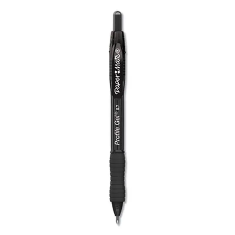 Profile Gel Pen, Retractable, Medium 0.7 mm, Black Ink, Translucent Black Barrel, Dozen - Pens | Paper Mate