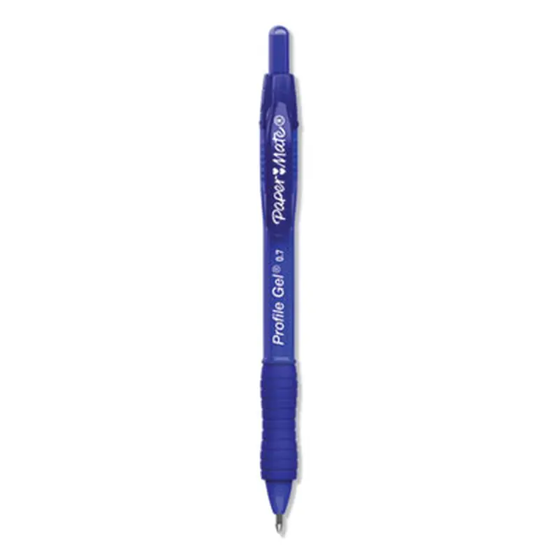 Profile Gel Pen, Retractable, Medium 0.7 mm, Blue Ink, Translucent Blue Barrel, Dozen - Pens | Paper Mate