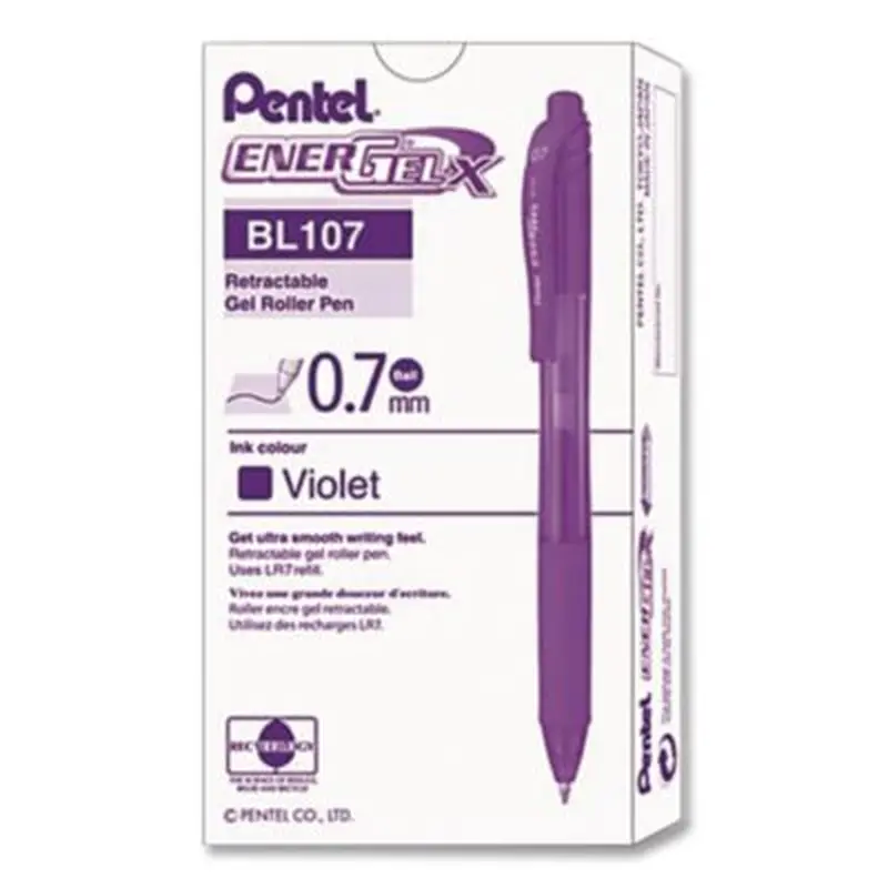 EnerGel-X Gel Pen, Retractable, Medium 0.7 mm, Violet Ink, Translucent Violet/Violet Barrel, Dozen - Pens | Pentel