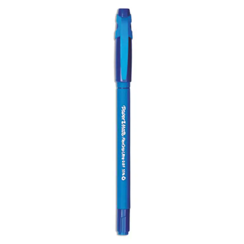 FlexGrip Ultra Recycled Ballpoint Pen, Stick, Fine 0.8 mm, Blue Ink, Blue Barrel, Dozen - Pens | Paper Mate