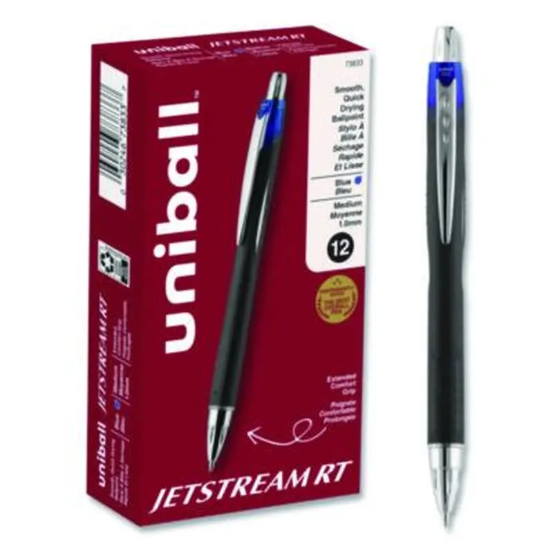 Jetstream Hybrid Gel Pen, Retractable, Bold 1 mm, Blue Ink, Black/Silver/Blue Barrel - Pens | uniball