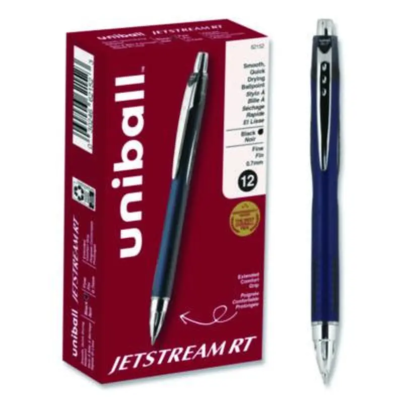 Jetstream Hybrid Gel Pen, Retractable, Fine 0.7 mm, Black Ink, Blue/Silver Barrel - Pens | uniball