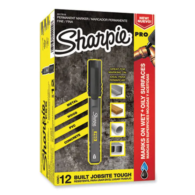 Pro Permanent Marker, Fine Bullet Tip, Black, Dozen - Markers | Sharpie