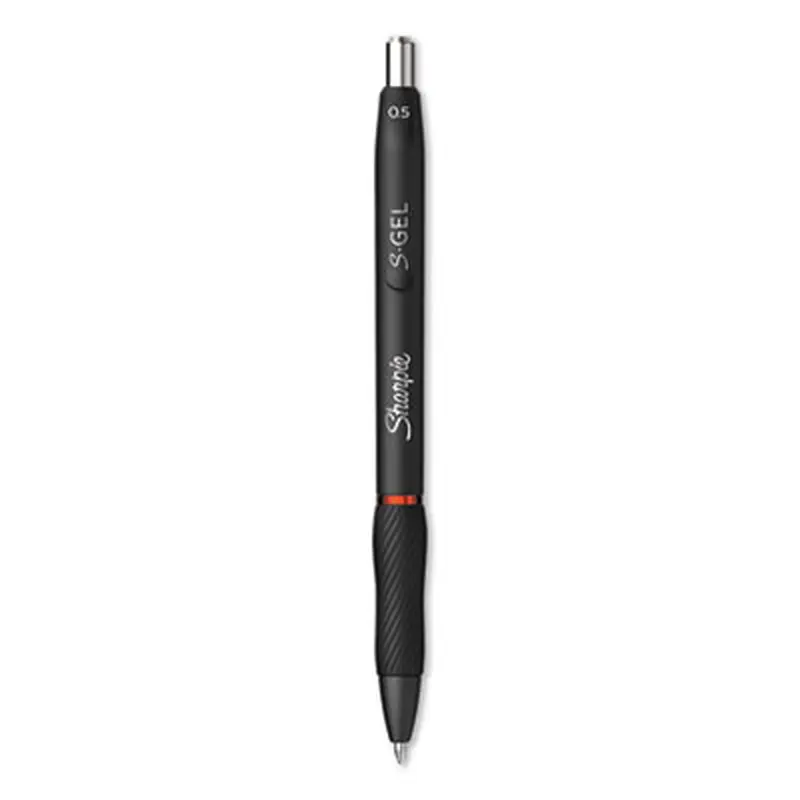 S-Gel High-Performance Gel Pen, Retractable, Fine 0.5 mm, Red Ink, Black Barrel, Dozen - Pens | Sharpie S-Gel