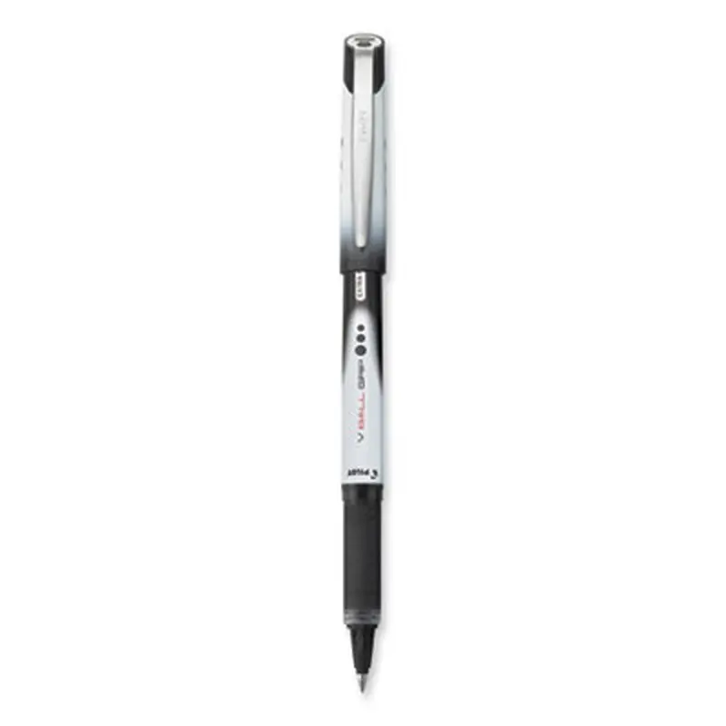 VBall Grip Liquid Ink Rollerball Pen, Stick, Extra-Fine 0.5 mm, Black Ink, Black/White Barrel, Dozen - Pens | Pilot