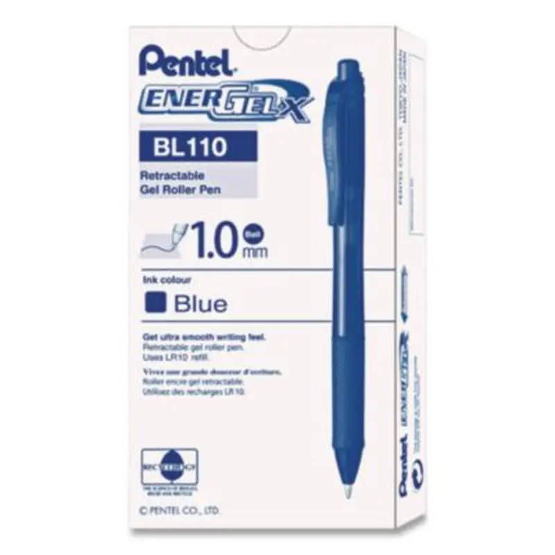 EnerGel-X Gel Pen, Retractable, Bold 1 mm, Blue Ink, Translucent Blue/Blue Barrel, Dozen - Pens | Pentel