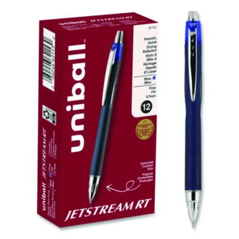 Jetstream Hybrid Gel Pen, Retractable, Fine 0.7 mm, Blue Ink, Blue/Silver Barrel - Pens | uniball