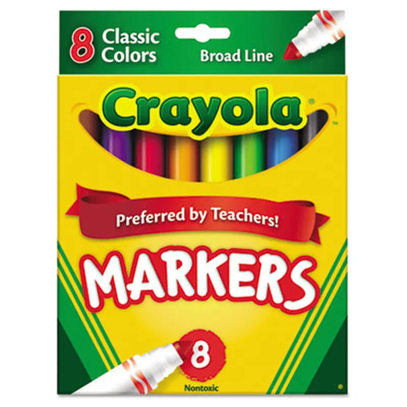 Non-Washable Marker, Broad Bullet Tip, Assorted Classic Colors, 8/Pack - Markers | Crayola