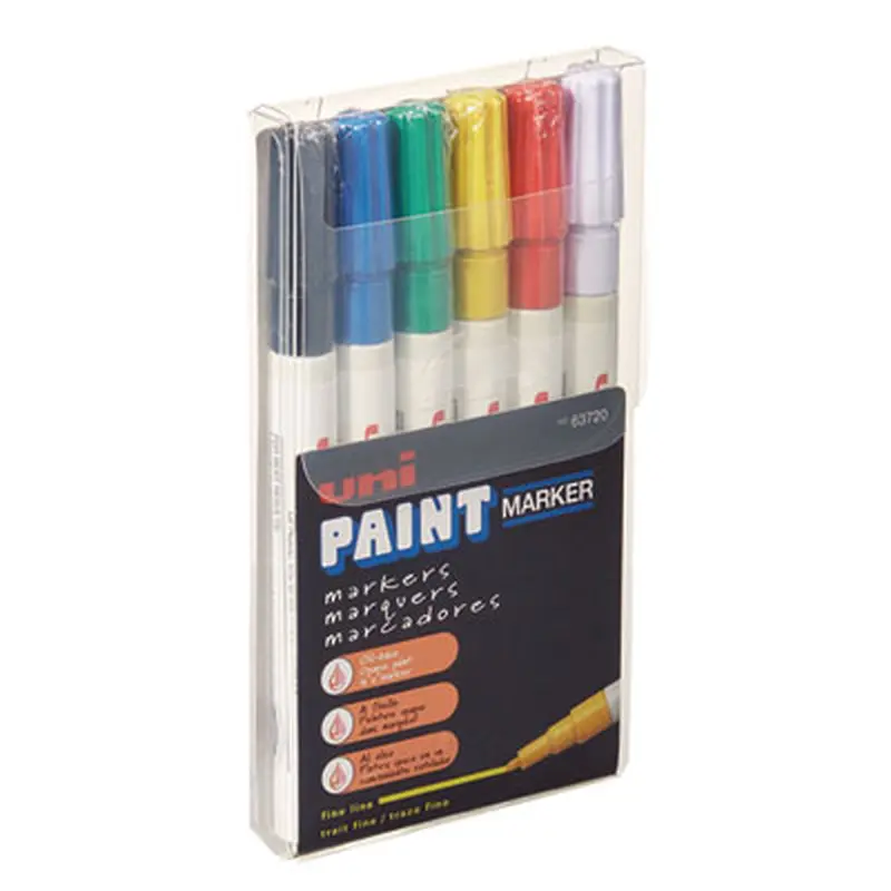 Permanent Marker, Fine Bullet Tip, Assorted Colors, 6/Set - Markers | uni-Paint