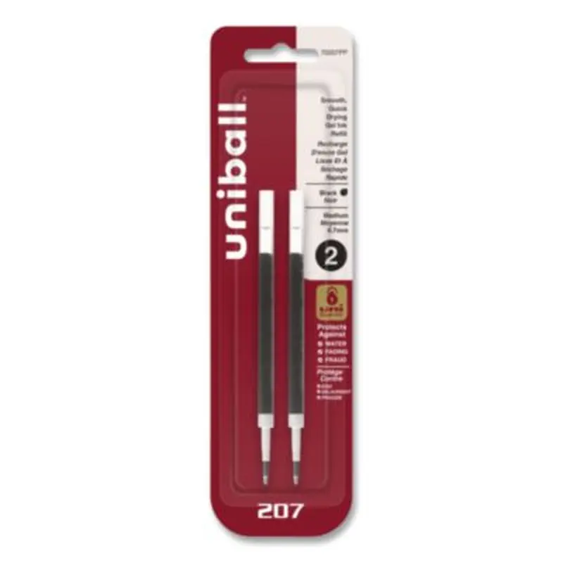 Refill for Signo Gel 207 Pens, Medium 0.7 mm Conical Tip, Black Ink, 2/Pack - Pen & Marker Refills | uniball