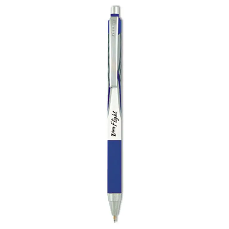 Z-Grip Flight Ballpoint Pen, Retractable, Bold 1.2 mm, Blue Ink, Black/Blue/White Barrel, 12/Pack - Pens | Zebra
