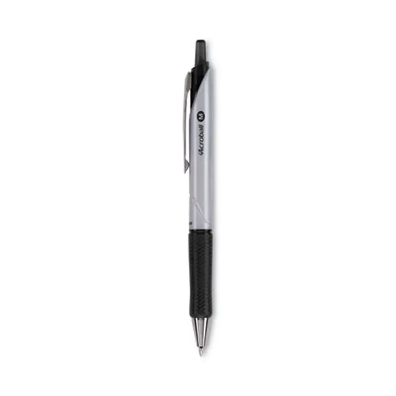 Acroball Pro Advanced Ink Hybrid Gel Pen, Retractable, Medium 1 mm, Black Ink, Silver/Black Barrel, Dozen - Pens | Pilot