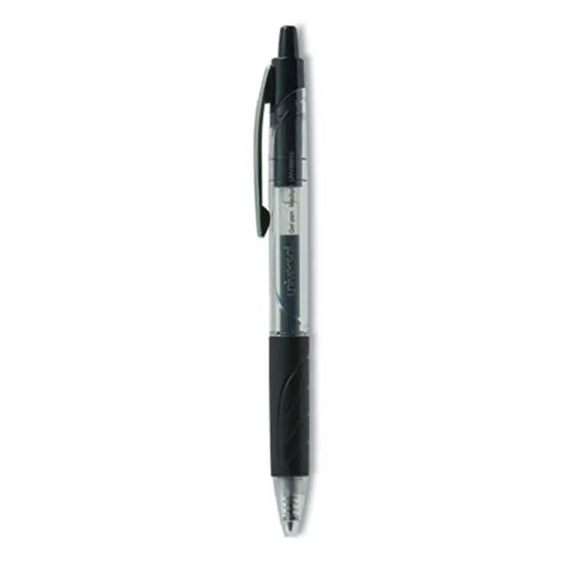 Comfort Grip Gel Pen, Retractable, Medium 0.7 mm, Black Ink, Clear/Black Barrel, 36/Pack - Pens | Universal