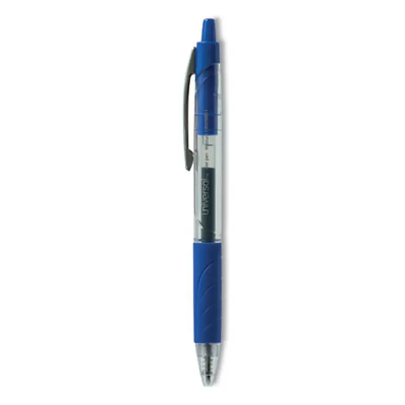 Comfort Grip Gel Pen, Retractable, Medium 0.7 mm, Blue Ink, Clear/Blue Barrel, 36/Pack - Pens | Universal
